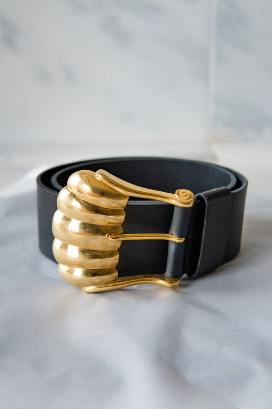 Shelly Gold Buckle Leather Belt