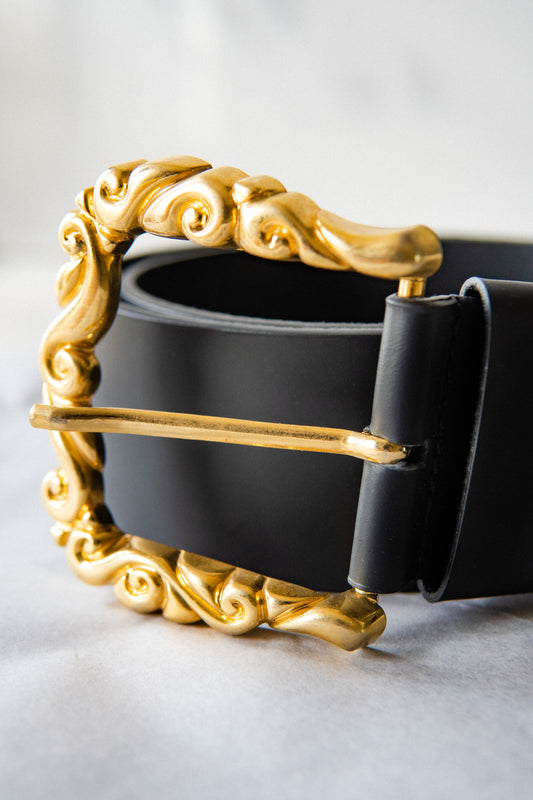 Timeless Gold Buckle Leather Belt
