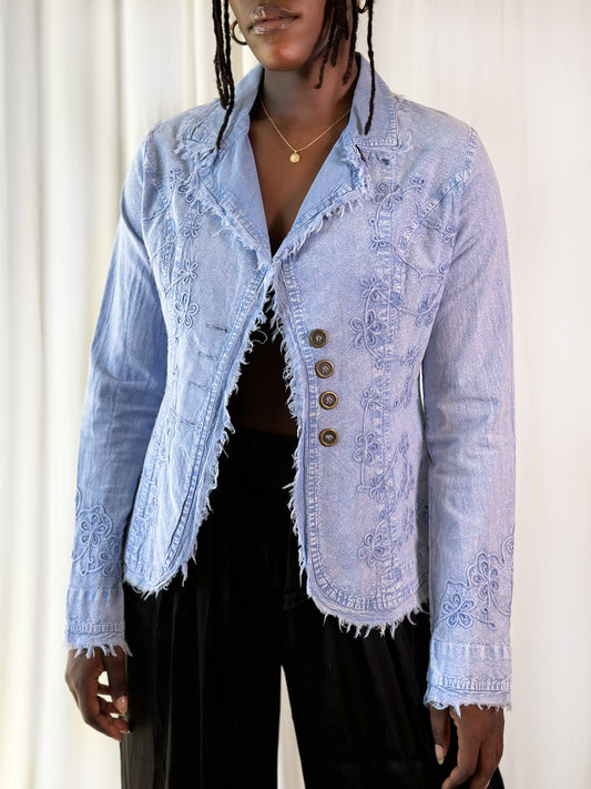 Embroidered Denim Blazer [S]