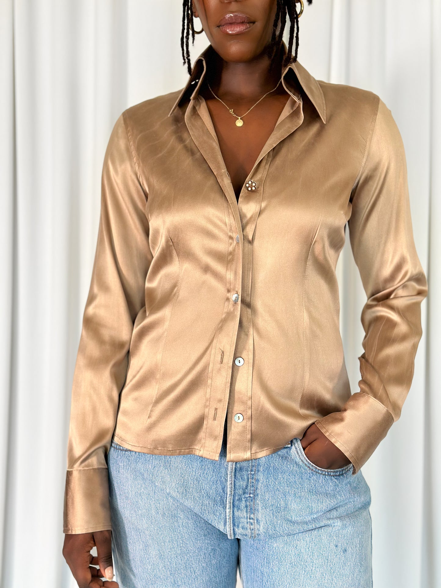 Silk Gold Blouse [M]