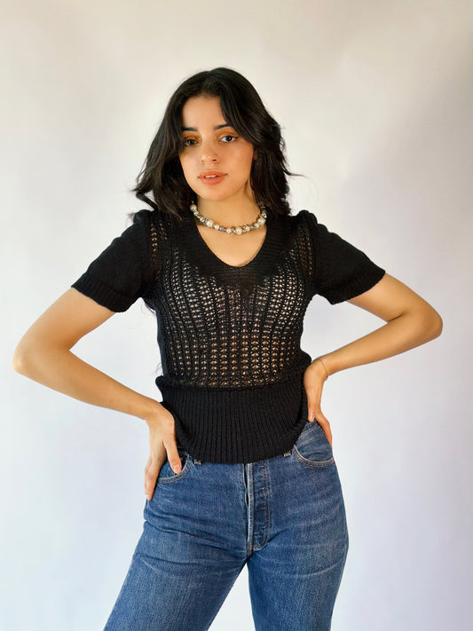 Knitted Black Top [S]