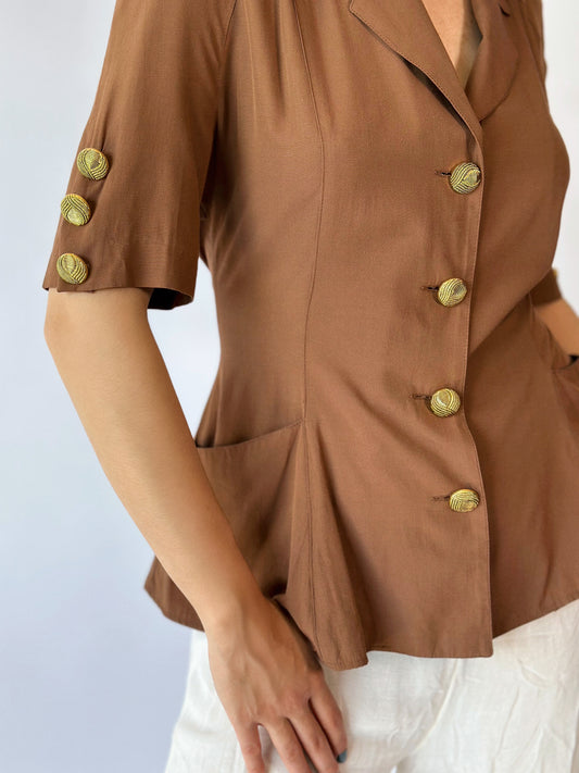 Brown Gold Blouse [M/L]