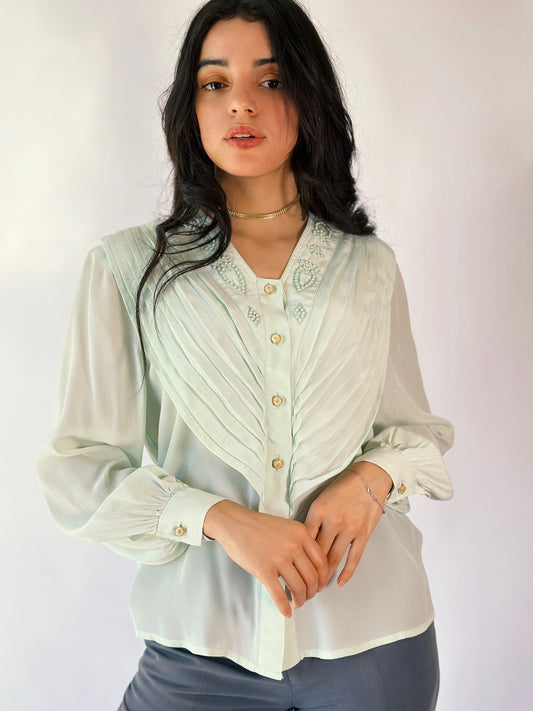 100% Silk Pastel Blouse [M]