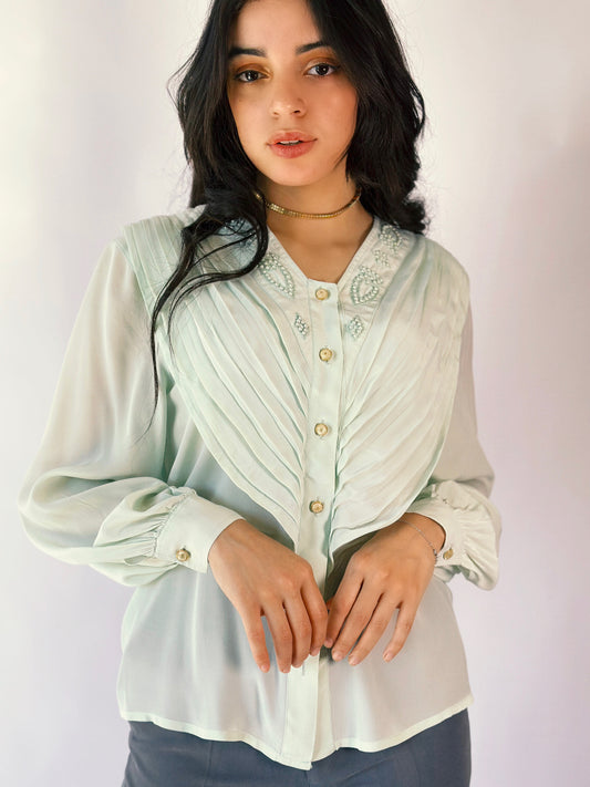 100% Silk Pastel Blouse [M]