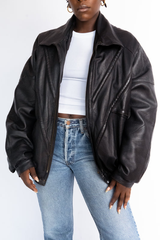 Blouson en cuir bomber vintage