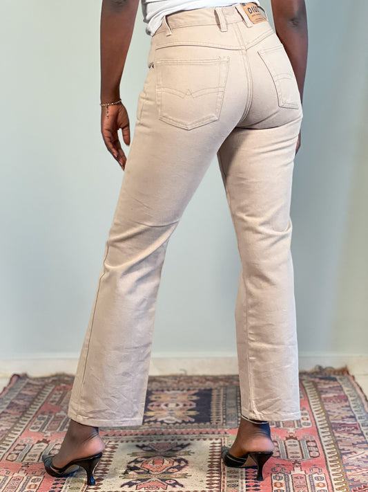 High-Waist cream Jeans [36]